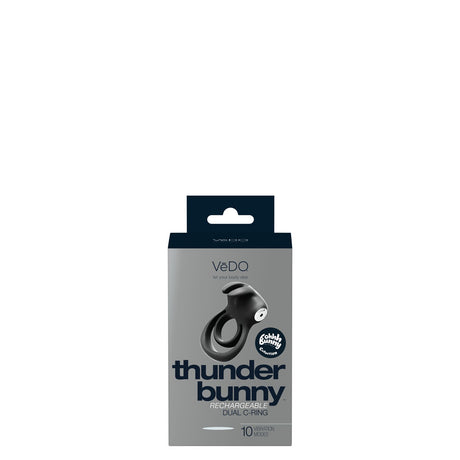 VeDO Thunder Bunny Rechargeable Vibrating Dual Ring — Black Pearl - BU-0604