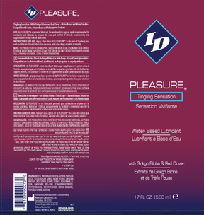 I.D. Lubricants Pleasure Water-Based Tingling Lubricant, 17 fl oz - ID-PLS-17