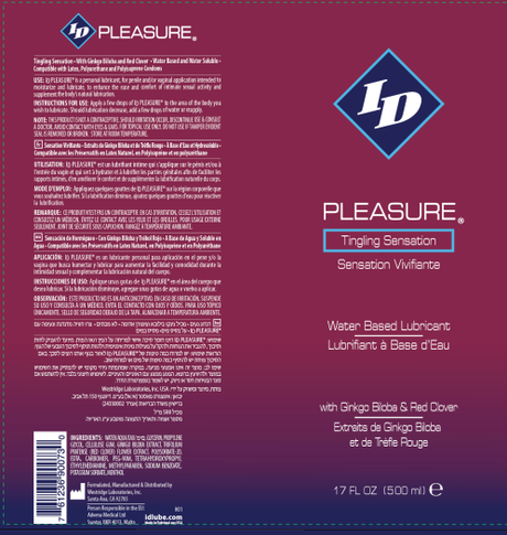 I.D. Lubricants Pleasure Water-Based Tingling Lubricant, 17 fl oz - ID-PLS-17