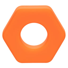 CalExotics Alpha Liquid Silicone Prolong Sexagon Ring — Orange, 0.75" - SE1491702