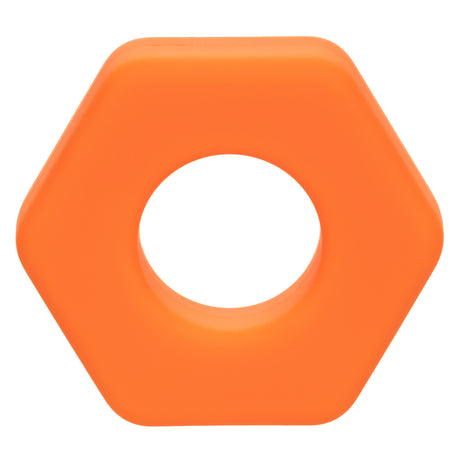 CalExotics Alpha Liquid Silicone Prolong Sexagon Ring — Orange, 0.75" - SE1491702