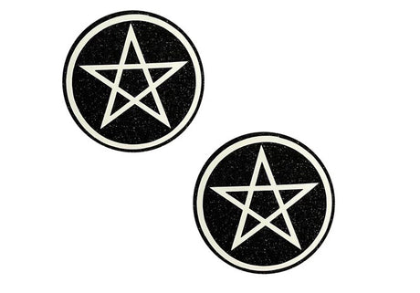 Neva Nude Wicca Black Glitter Nipple Cover Pasties (2-Pack) - NN-WHI-WIC