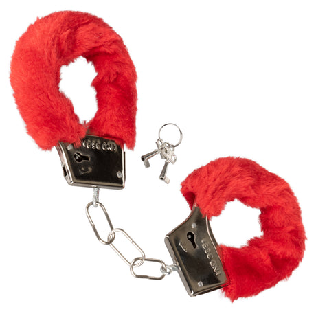 CalExotics Playful Furry Handcuffs — Red Faux Fur (Removable) - SE2651253