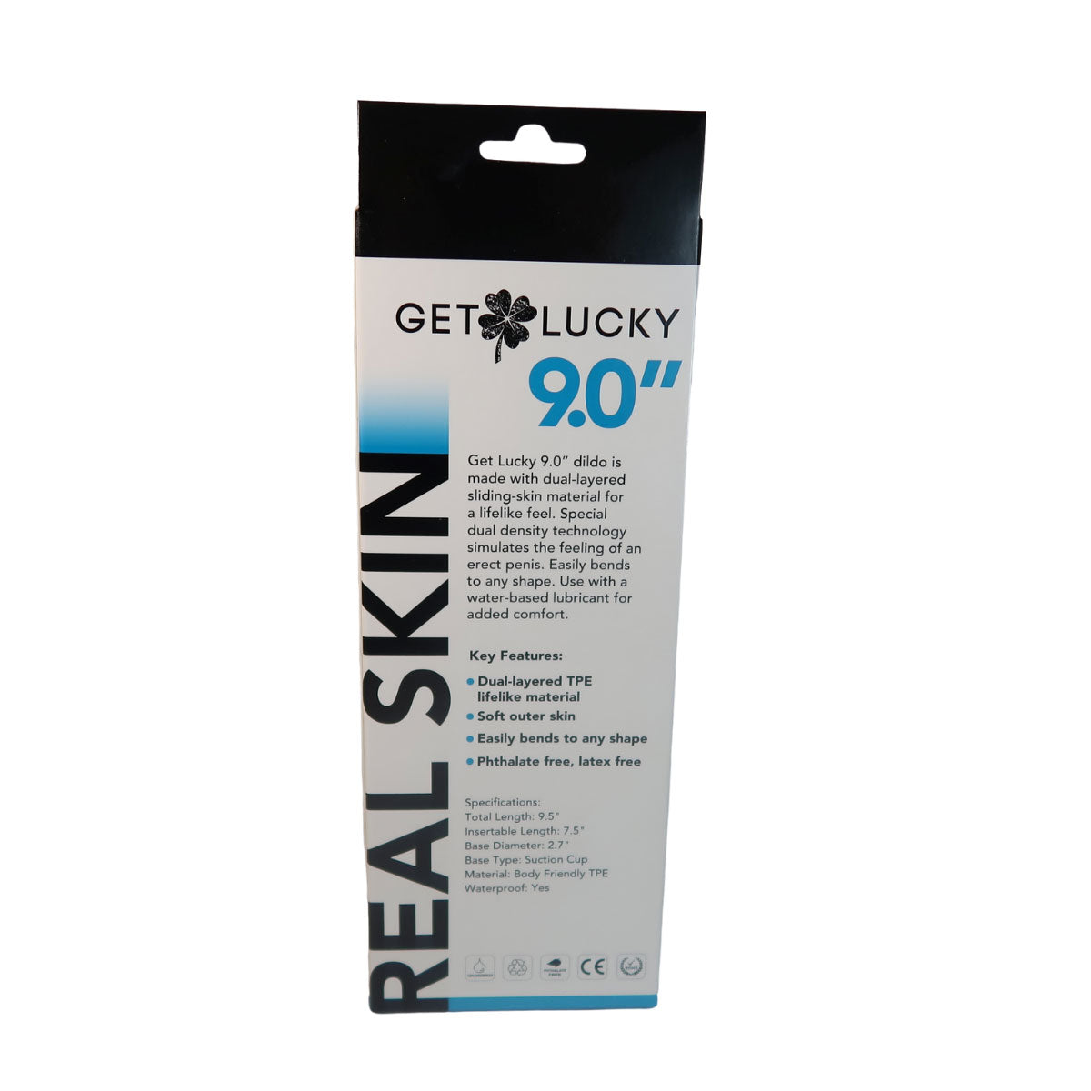 Get Lucky Real Skin 9" Dual Layer Dildo Dark Brown