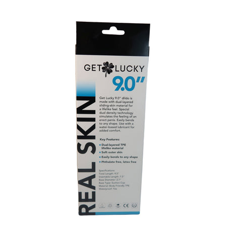 Get Lucky Real Skin 9" Dual Layer Dildo Dark Brown