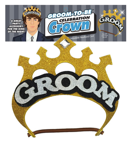 Little Genie Groom-to-Be Celebration Crown — Gold, Adjustable Fit - LG-NVC049