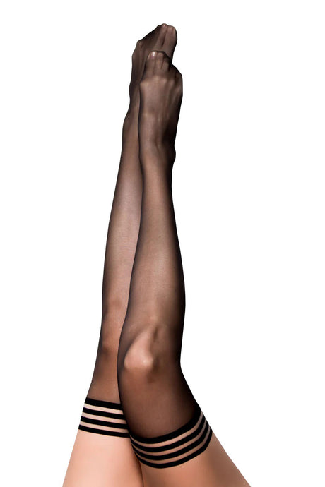 Kix'ies Taylor Silky Sheer Thigh Highs, Size A, Black - KX-1315A-BLK-A