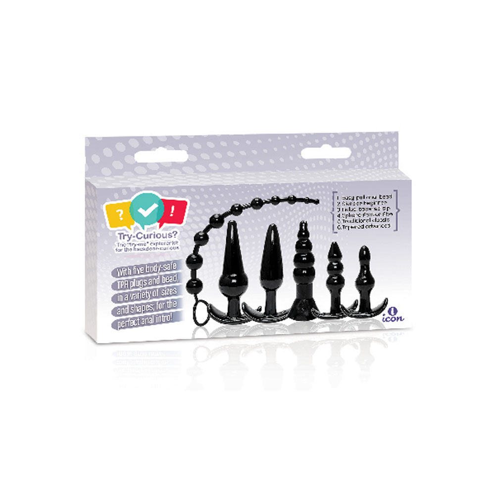 The 9's Try-Curious Anal Plug Kit - Black by Icon Brands