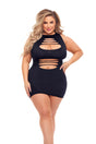 Pink Lipstick Can't Commit Cut-Out Dress — Queen Size, Black - PKL-25122XBLKQ