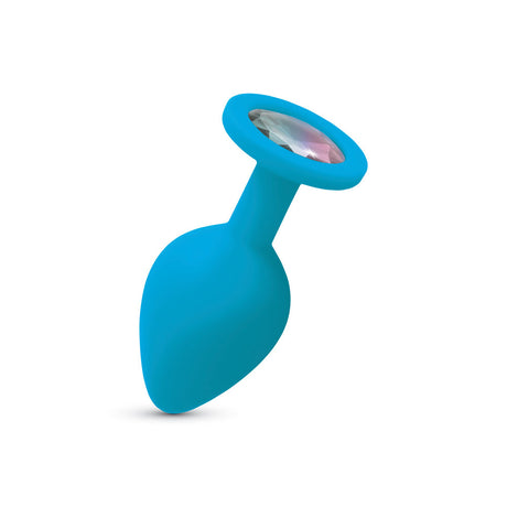 Viben Gemma Medium Teal Silicone Anal Plug with Iridescent Gem - VB-CC9165