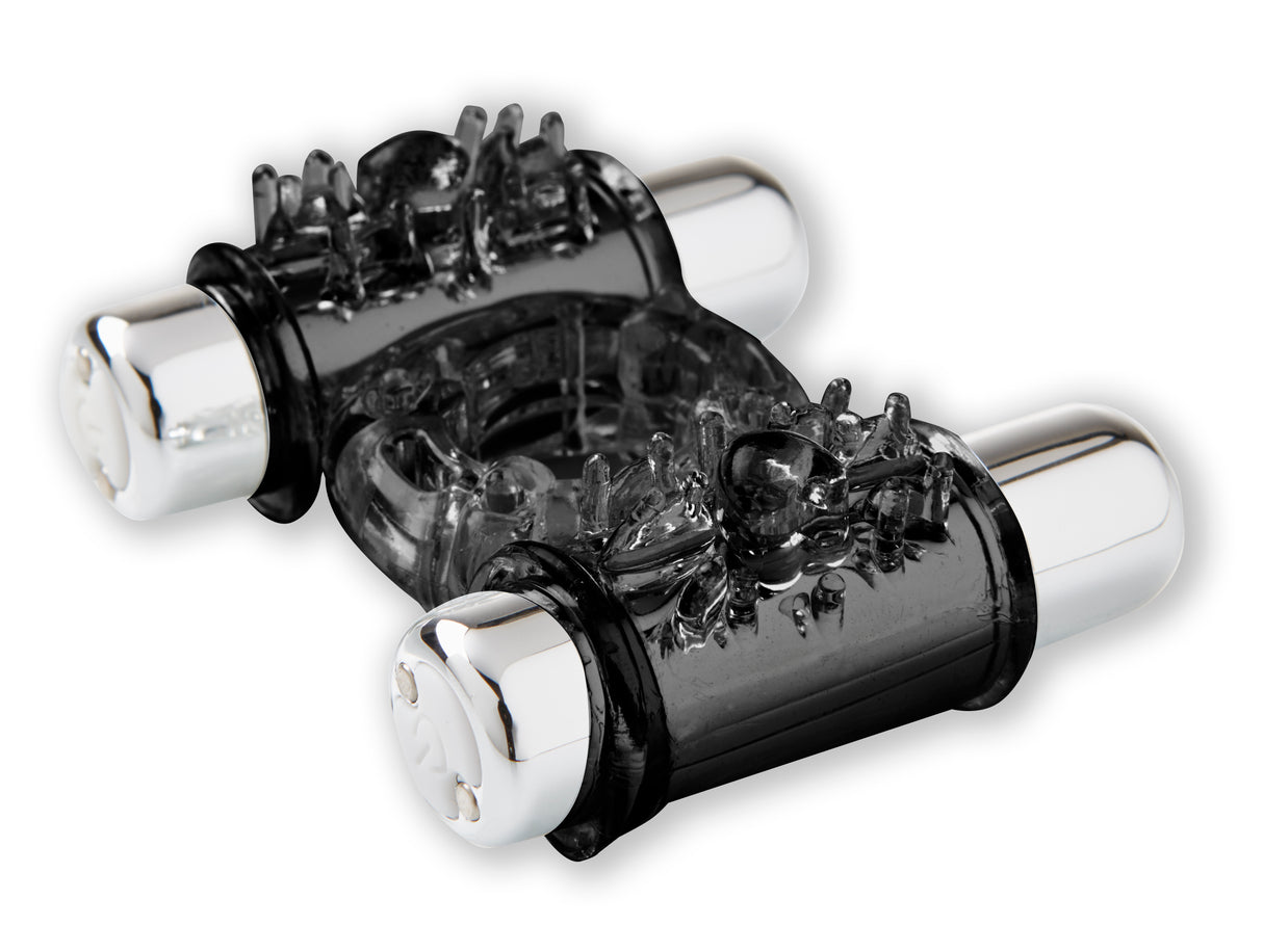 Nu Sensuelle Double Action Bullet Ring — 7-Function, Black - BT-M37BK