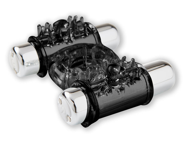 Nu Sensuelle Double Action Bullet Ring — 7-Function, Black - BT-M37BK