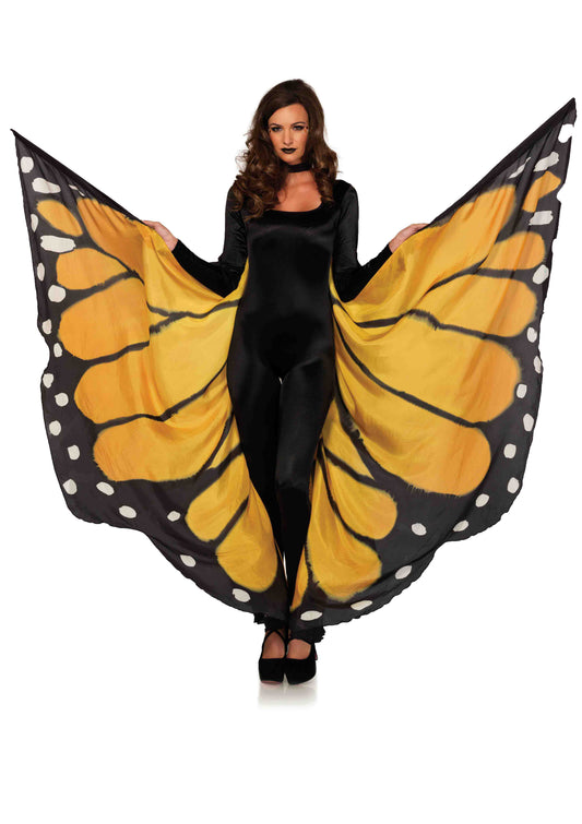 Leg Avenue Butterfly Wing Halter Cape — Orange & Black, One Size - LA-A2782