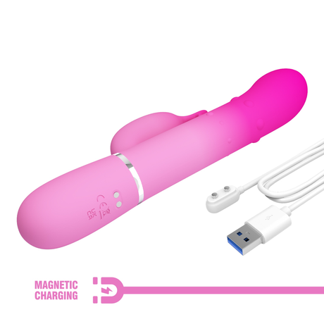 Pretty Love Shima Rabbit Vibrator — Vertical & Horizontal Beads, Pink - BW-500051-4