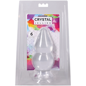 Doc Johnson Crystal Jellies Double Pop Plug — 6 in Clear - DJ0288-94-CD
