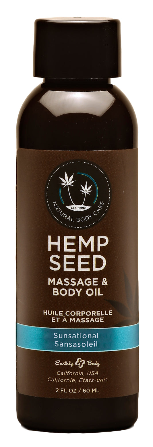 Earthly Body Hemp Seed Massage & Body Oil — 2 fl oz (60 ml) - EB-MAS246
