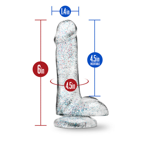 Blush Naturally Yours 6-inch Glitter Dildo — Sparkling Clear - BL-54309