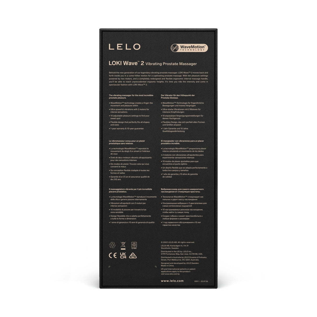 Lelo Loki Wave 2 Prostate Massager — Black - LELO-8960