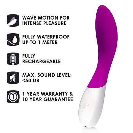Lelo Mona Wave G-Spot Vibrator — Deep Rose, Rechargeable & Waterproof - LO1350
