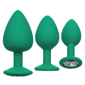 CalExotics Cheeky Gems Anal Training Kit — 3 Silicone Plugs, Green - SE0441153
