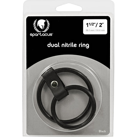 Spartacus Nitrile Dual Cock Ring — 2 in Base, 1.5 in Shaft, Black - BSPL-06D-2