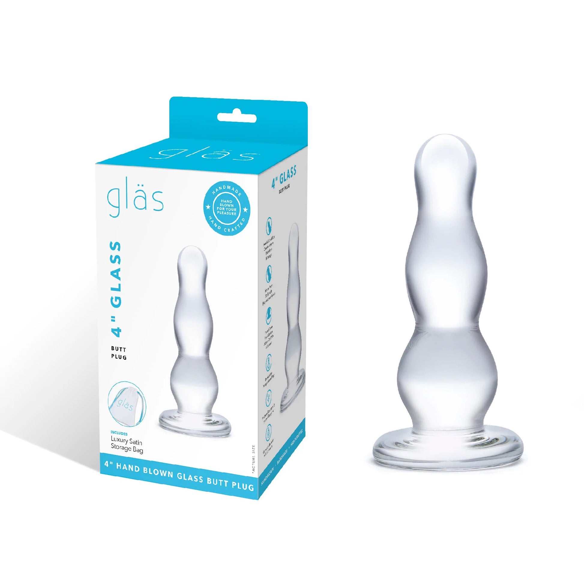 4 Inch Glass Butt Plug by Electric Novelties