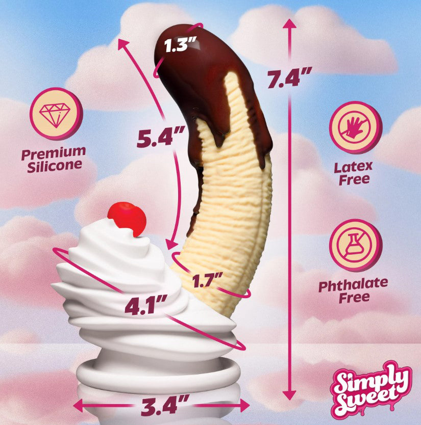 XR Brands Banana Split Chocolate-Dipped Silicone Dildo, 7.4 in - CN1027