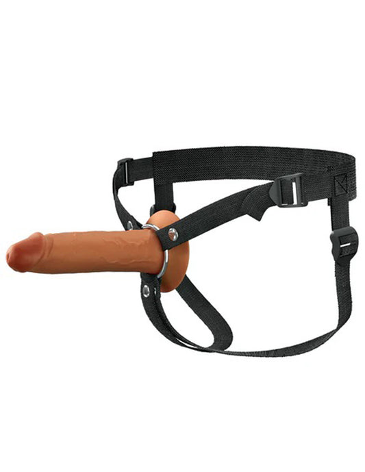 Pipedream Fantasy X-Tensions 7.5" Hollow Silicone Strap-On Dildo — Brown - PD4159-29