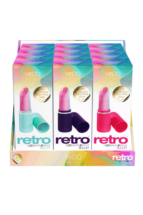 "Retro Rechargeable Bullet Assort - 12 Pc Display VI-F1800"
