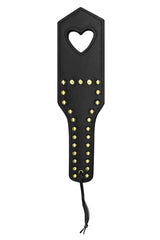 Mapale Faux Leather Spanker — Black with Studs & Heart Detail - GE-998BLACK