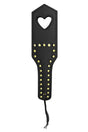 Mapale Faux Leather Spanker — Black with Studs & Heart Detail - GE-998BLACK