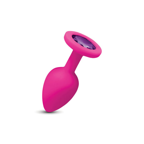 Viben Gemma Pink Silicone Anal Plug — Small with Purple Gem - VB-CC9161