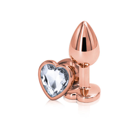 nsnovelties Rear Assets Small Anal Plug, Rose Gold Heart, Clear - NSN0963-11