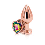 nsnovelties Rear Assets Medium Anal Plug — Rainbow with Rose Gold Heart - NSN0963-29