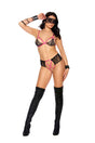 Elegant Moments Lace Bra, G-String & Eye Mask Set — One Size Black/Pink - EM-82506BKPKOS
