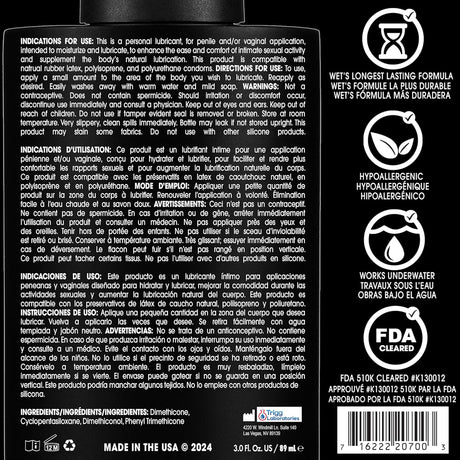 Wet Platinum Luxury Silicone Lubricant — 9 fl. oz. - WT20702