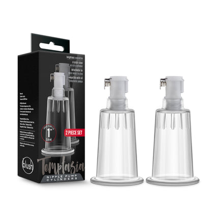 Temptasia Nipple Pumping Cylinders Set of 2 (1 Inch Diameter) - Clear by Blush