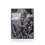 XR Brands 4-Piece Vibrating Anal Plug Set — Black - TV-AF832BLK