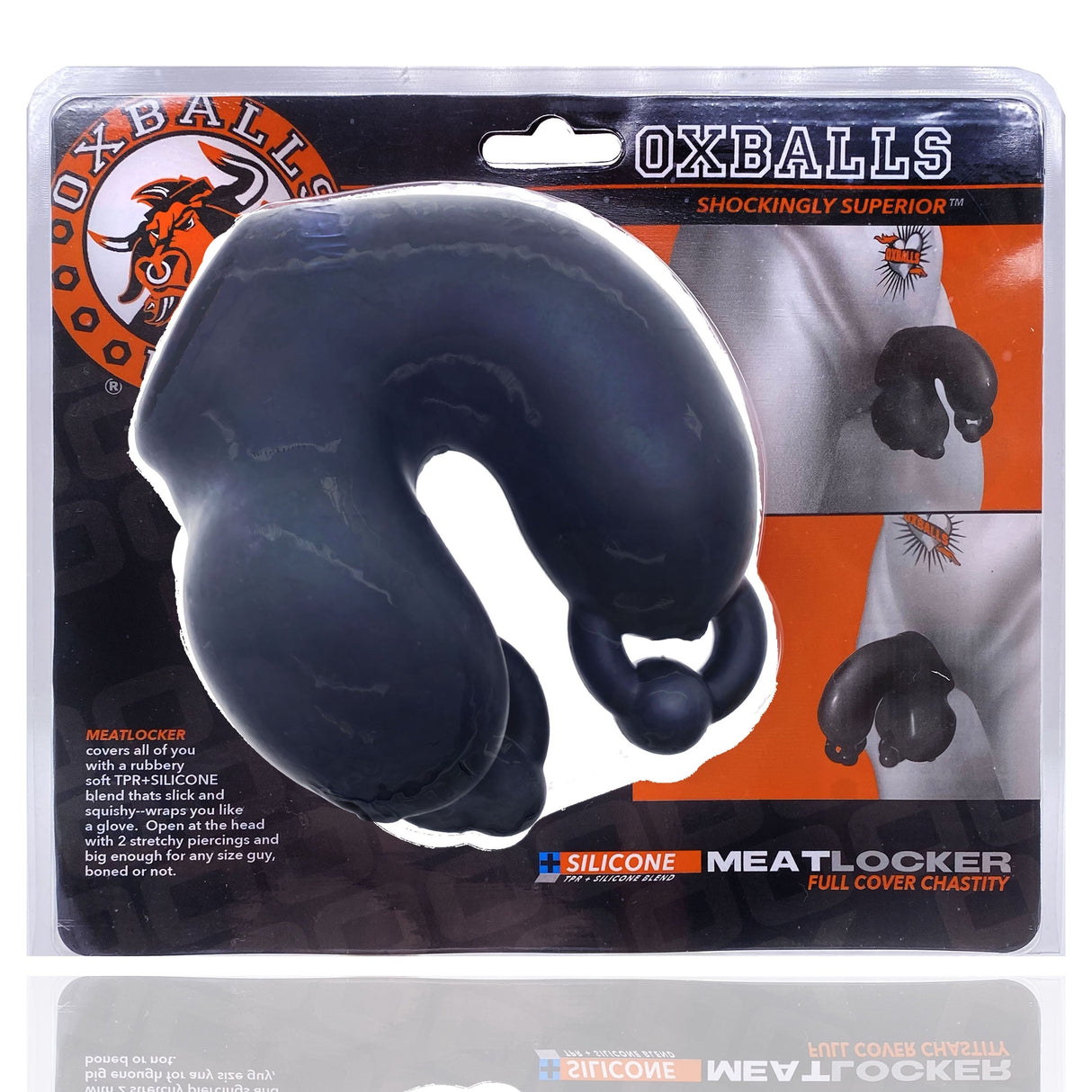 OXBALLS Meatlocker Electro Chastity Device — Black Ice - OX-3049-BLIC