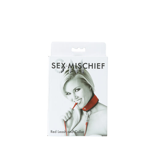 Sportsheets Sex and Mischief Red Leash & Collar, 48-inch Leash - SS100-49