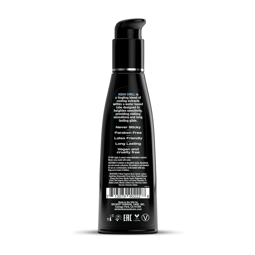 Wicked Sensual Care Aqua Chill Water-Based Cooling Lubricant, 4 fl oz - WS-90222