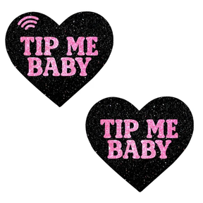 Neva Nude Pink Tip Me Baby Heart Smart NFC Pasties — Black - PTMB-HRT-BM