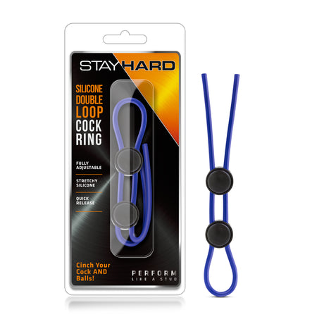 Blush Stay Hard Silicone Double Loop Cock Ring — Blue - BL-32092