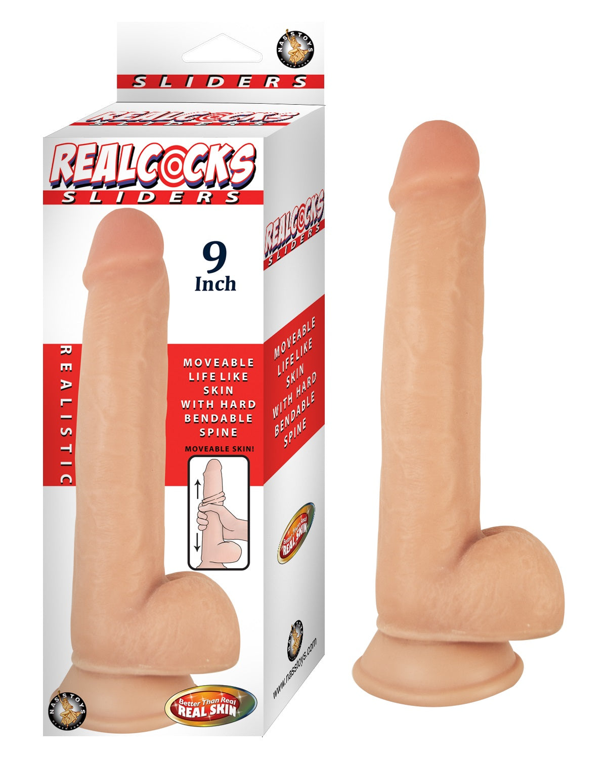 Nasstoys Realcocks 9 Inch Slider, Flesh — TPE Suction Base - NW2879
