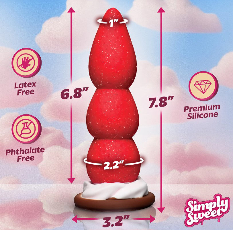XR Brands Strawberry Sweet Cream Premium Silicone Dildo, 7.8 in - CN1028