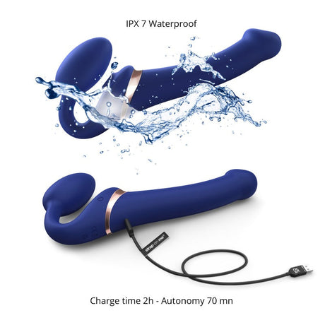 STRAP-ON-ME Multi Orgasm Bendable Strap-On — M, Night Blue - SM7395