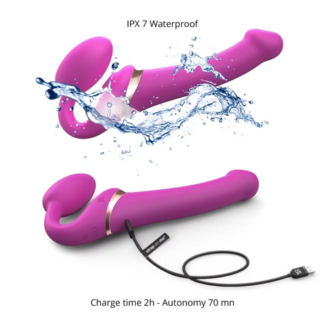 Strap-On-Me Multi Orgasm Bendable Strap-On — Size S, Fuchsia - SM7425