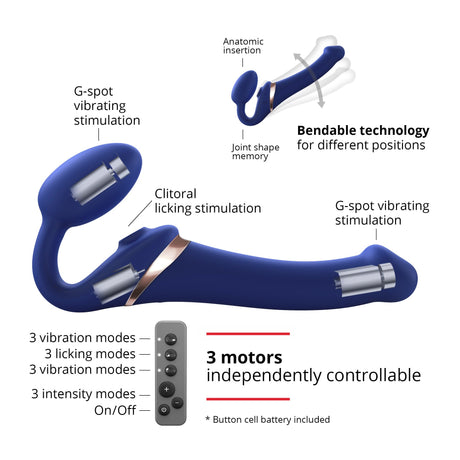 STRAP-ON-ME Multi Orgasm Bendable Strap-On, Size S — Night Blue - SM7388