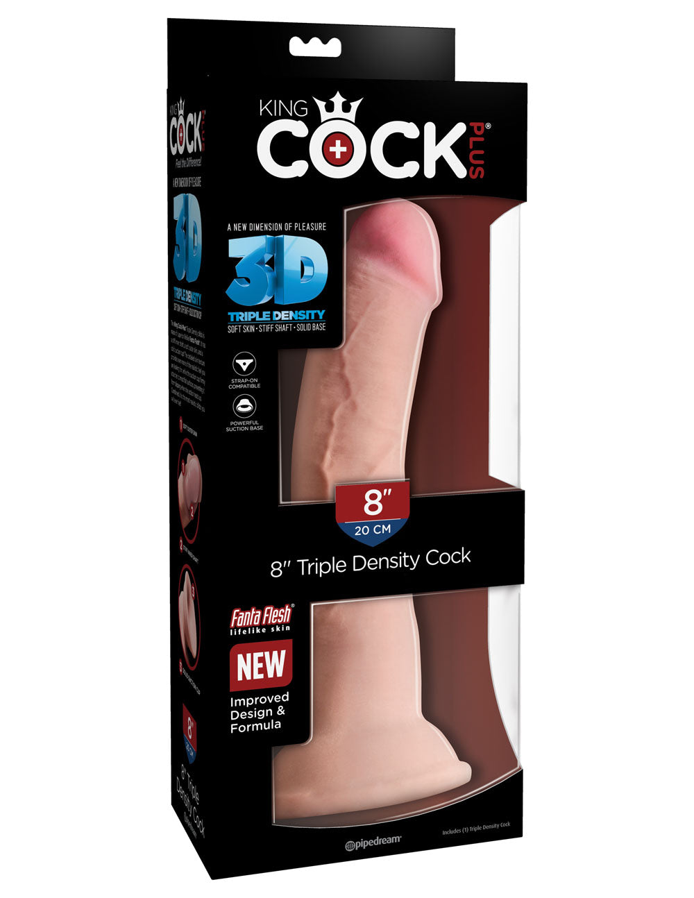 King Cock Plus Triple Density 8 Inch Cock - Light by Pipedream