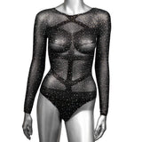 CalExotics Radiance Long-Sleeve Bodysuit — Plus Size Queen, Black - SE3002163